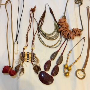 Elegant Brown and Gold Necklace Set